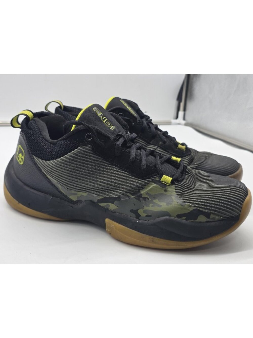 AND1 Shoes Mens Size 10.5 Black Camo Fabric Basketball Sneakers MNA141ES074